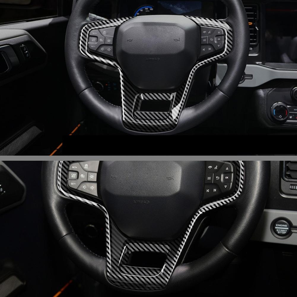 Carbon Fiber Steering Wheel Panel Cover Trim Accessories For Ford Bronco 2021 22