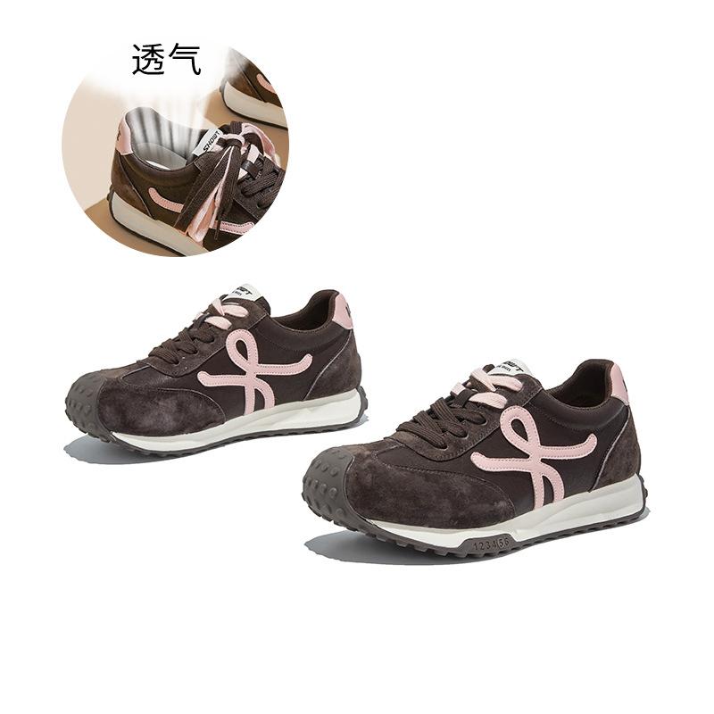 Leather German training shoes women's spring new platform-soled sports Forrest Gump shoes casual versatile white shoes heightening women's shoes