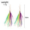 Gold Personalized Colorful Feather Long Tassel Earrings