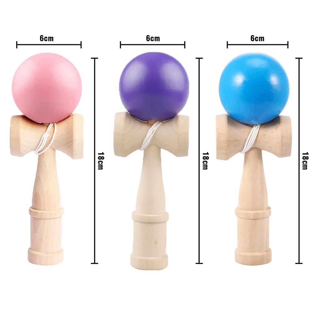 Heculos Kendama (Blue, Purple, Pink) Set of 3 Wooden Kendama for Kendama Classes, Practice, and Competition