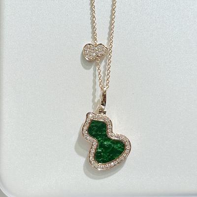 Fashion High End Jewelry 18k Gold Plated Vintage Chains for Women Featuring White Mother Pearl Agate Lucky Gourd Pendant