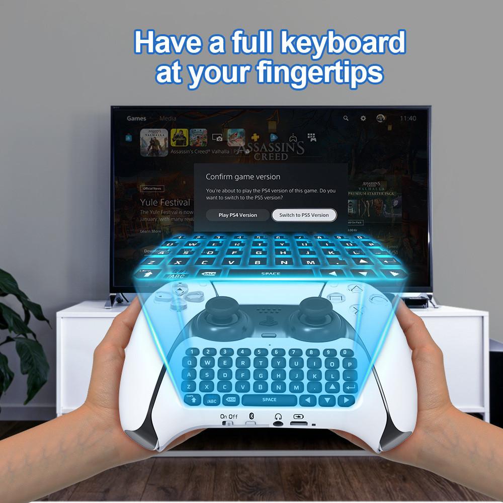 Wireless Controller Keyboard for PS5 Bluetooth 3.0 Mini Portable Gamepad Chatpad with Built in Speaker 3.5MM Audio Jack for Playstation 5 Voice