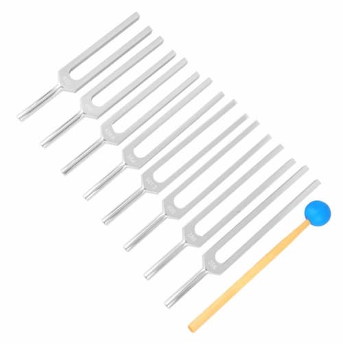 Set of 8 Tuning Forks, Tuners, Rubber Mallets, Aluminum Chakra Tuning Forks, Opens Angel Doors, Sound Purification, Crystal Tuner Set
