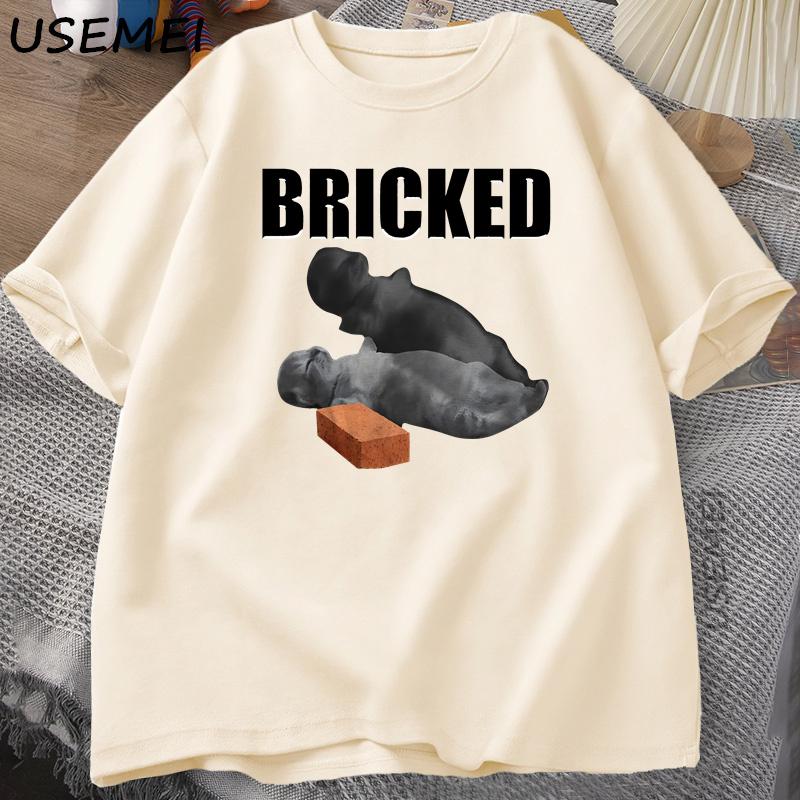 Bricked Funny Cat Knocked Out Tshirt Cat Meme T Shirt Silly Cats Tshirt Summer Unisexs ShortSleeved Cotton Casual TShirt