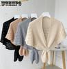 Women Shawl Girls Knit Crochet Party Cape Cloak Fashion Travel Tippet Shopping Wide Collar Lace Tassels