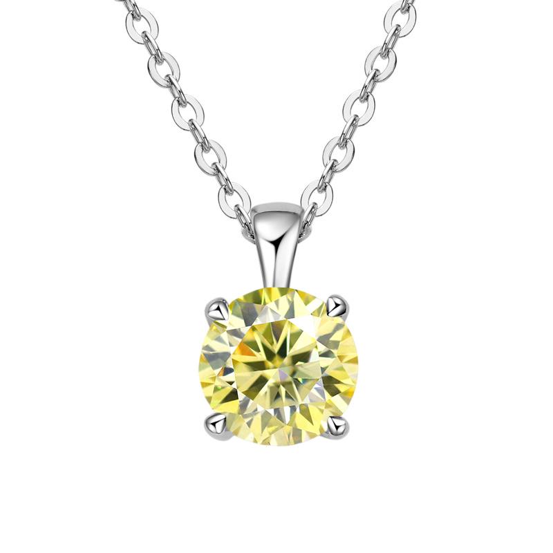 JoyceJelly Classic Four Prong 1ct Moissanite Necklace Women's 925 Silver Plated Gold Pendant Luxury Fine Jewelry