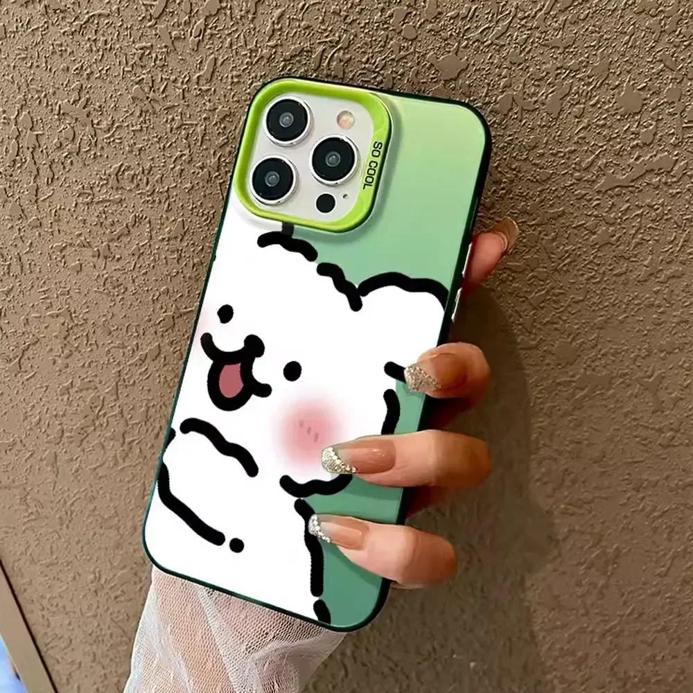 Милый Аниме Чехол для Телефона Пара Любителей Собак для IPhone 11 12 13 14 15 16 Pro Max X XS MAX XR SE 7 8Plus Ударопрочный Бампер Жесткий Чехол