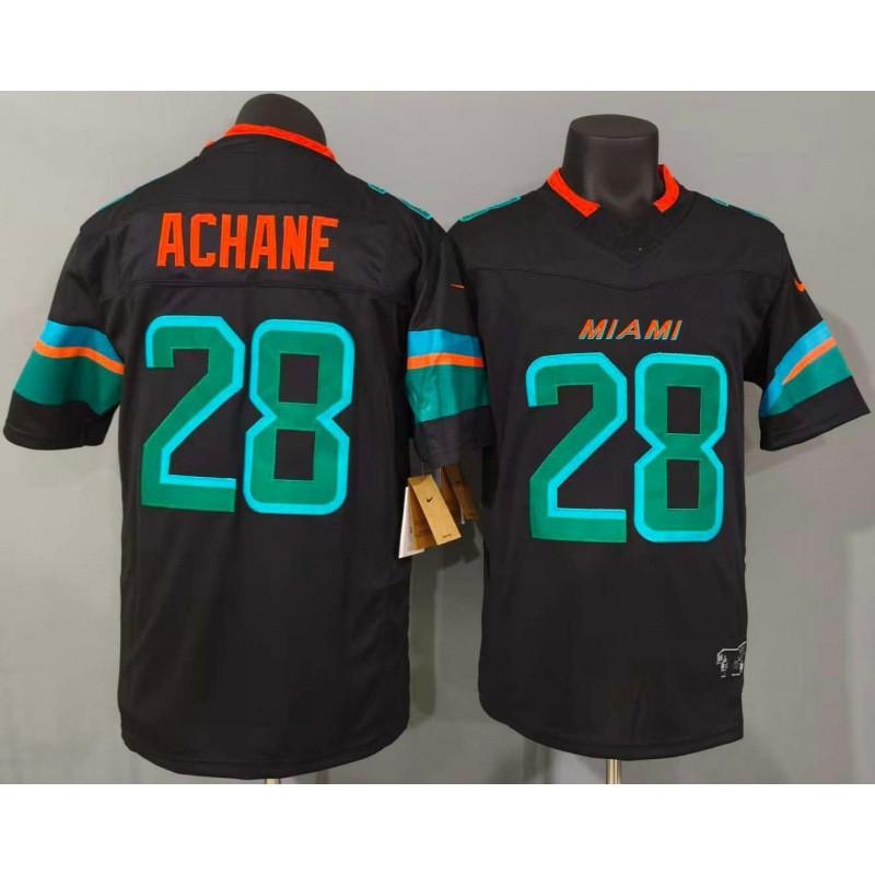 3rd Gen Dolphins 28 Black Embroidered Football Jersey Short Sleeve T-Shirt