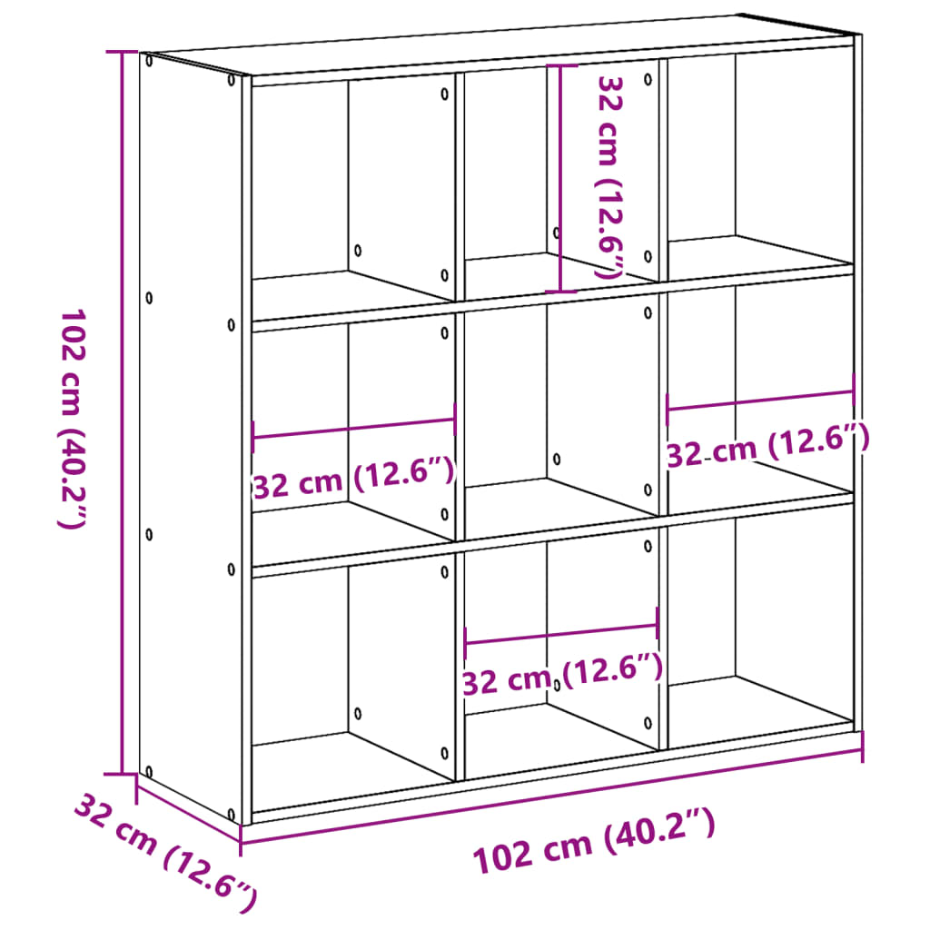 Bookshelf White 102 x 32 x 102 cm Particleboard
