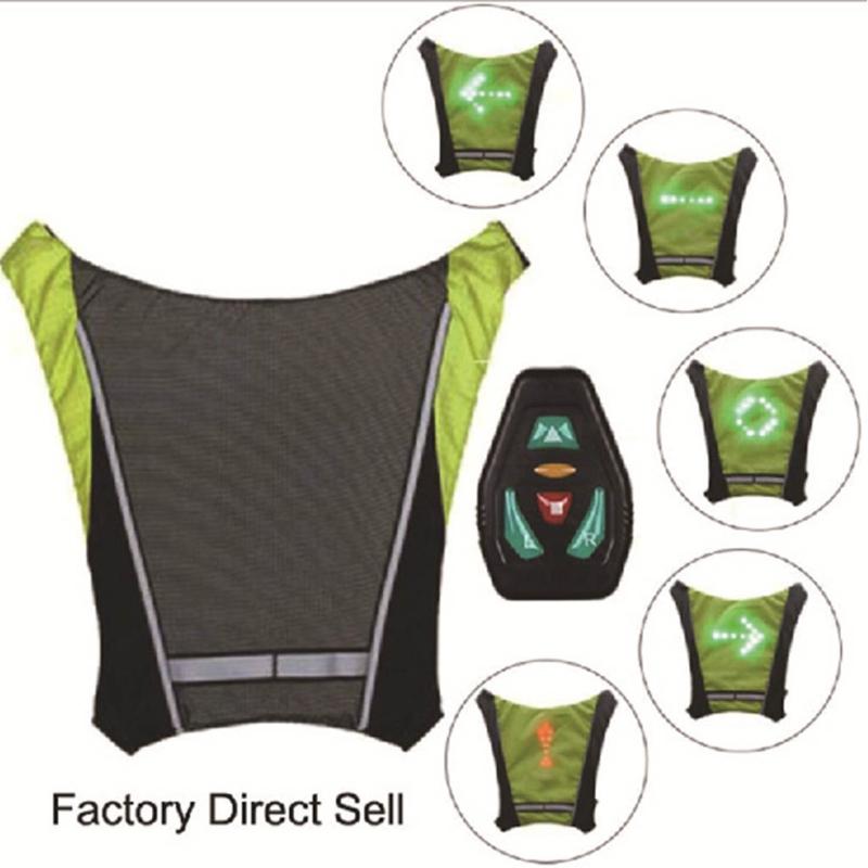USB Charging Reflective Backpack Vest Turn Signals Indicator for Bicycle Riding