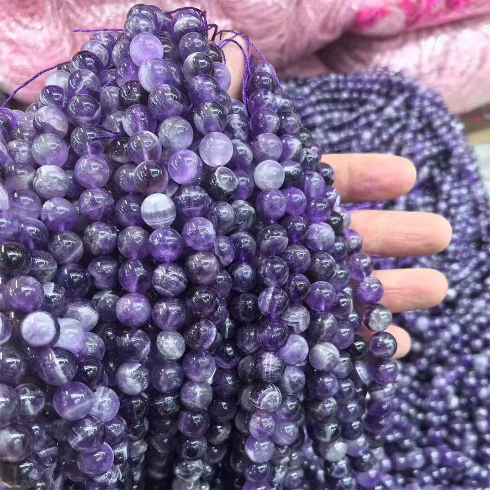 Бусины из натурального камня Синий тигровый глаз Хрусталь Аметист Розовый кварц Каменная бусина для изготовления ювелирных изделий Браслет Ожерелье 4/6/8/10 мм