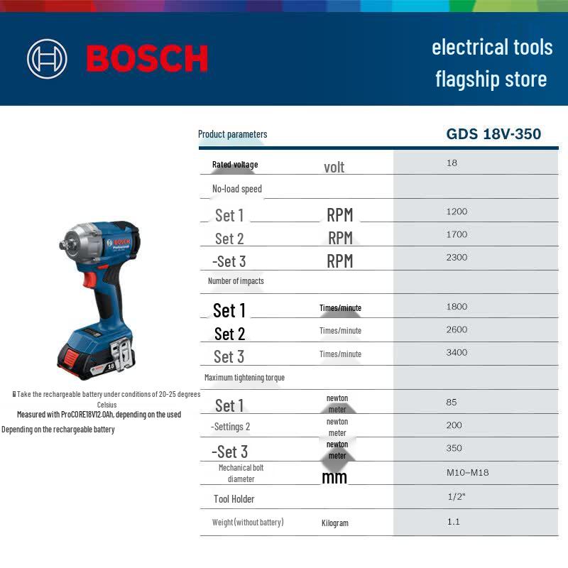 BOSCH GDS 18V-350 Cordless Brushless Impact Wrench
