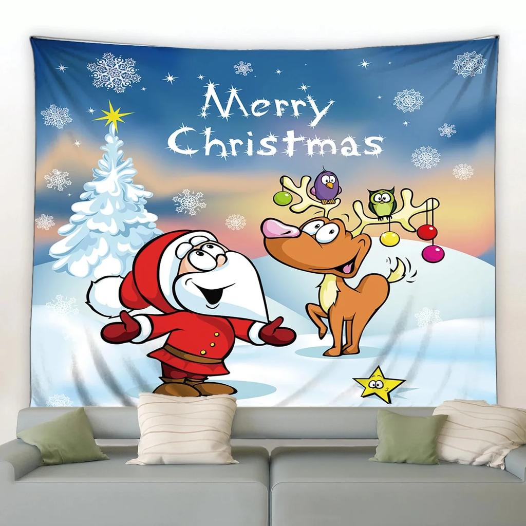 Рождественский мультяшный стиль Гобелен Спальня Гостиная Дом Рождественский декор Гобелен