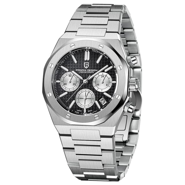 Мужские часы Pagani Design, Сделано в Японии, Кварцевый механизм SEIKO, Хронограф Offshore, с корпусом, Водонепроницаемые, Деловые/Рабочие/Классические, Нержавеющая сталь