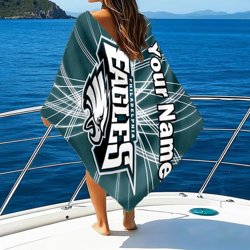 1pc Fashion Cool Eagle Logo2 Beach Towel with Custom Name, Beach/Swimming/Bath/Picnic/Camping Towel, Suitable for Seaside Beaches