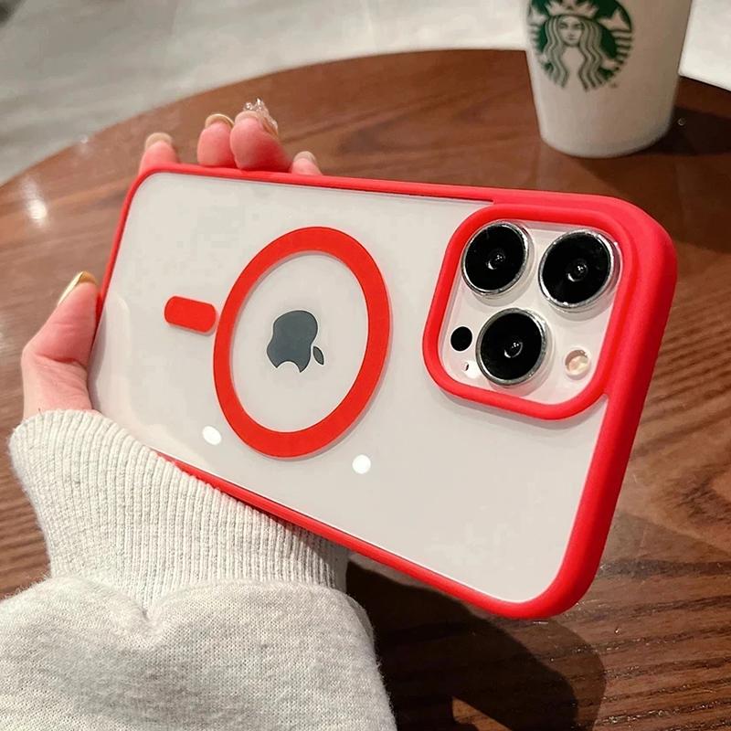 Ударопрочный акриловый магнитный прозрачный чехол для телефона iPhone 15 14 13 12 11 Pro Max 14 Plus для беспроводной зарядки Magsafe, жесткий чехол для ПК