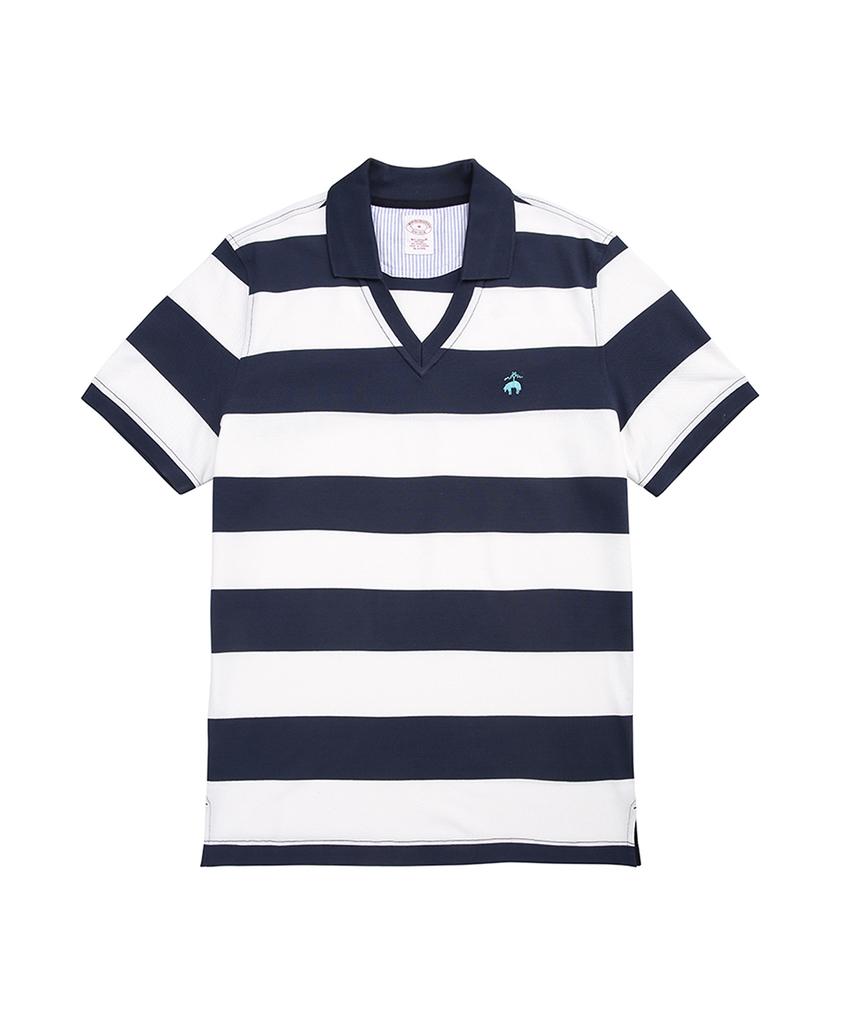BROOKS BROTHERS Поло в полоску с воротником-стойкой Johnny Collar (военно-морской флот) (Bbntmm8740Qem)