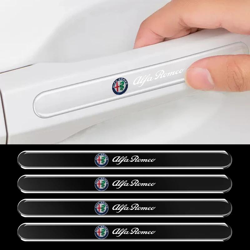 ACPXJ1 4pcs Car Door Edge Transparent Anti Scratch Protection Strips For Alfa Romeo GT 147 159 156 166 Giulietta Tonale Volante 8C
