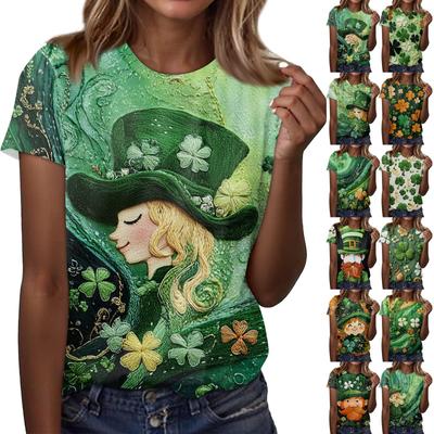 Женская футболка свободного покроя, повседневная, St.. Пуловер с круглым вырезом и короткими рукавами с принтом ко Дню Святого Патрика