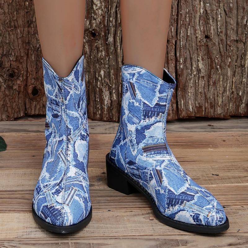 Распродажа женской обуви 2024 года, женские ботинки с молнией сзади, элегантные повседневные ботинки для женщин, разноцветные туфли с круглым носком и квадратным каблуком