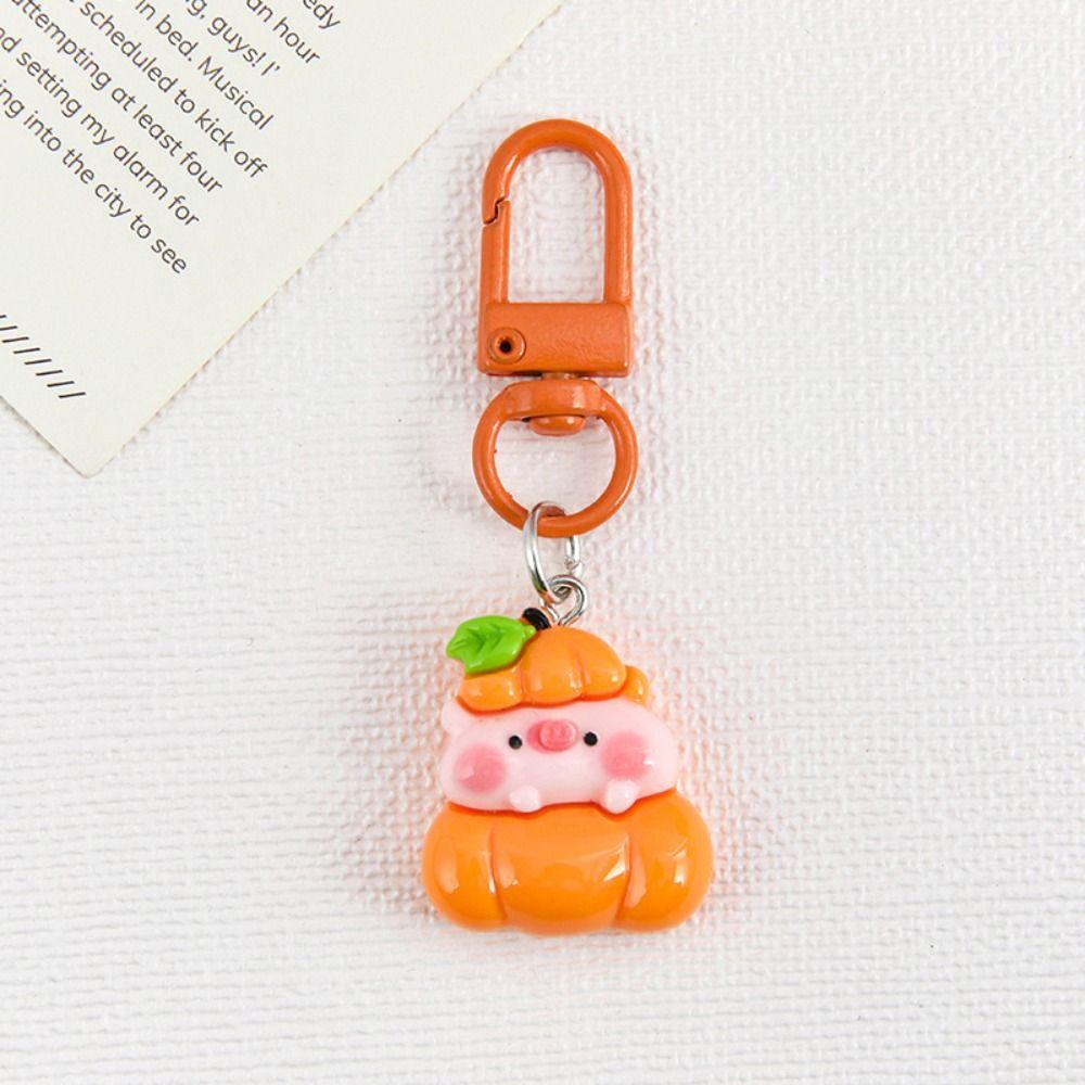 Resin Piggy Doll Keychain Creative Cartoon Doll Pendant Portable Pig Car Key Hanger Gift