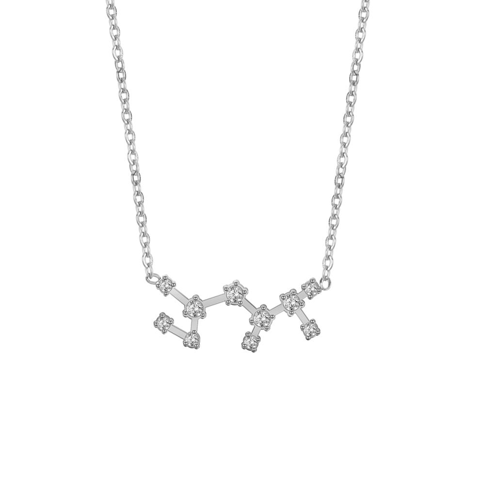 Clear Zircon Constellation Necklace Women Capricorn Libra Aries Leo Virgo Taurus Stainless Steel Horoscope Zodiac Necklaces Gift