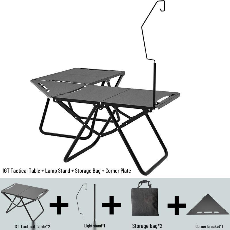Portable Lightweight Foldable Outdoor Camping Table - Quick-Open Tactical Design, Multifunctional Carbon Steel BBQ Table.