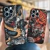 Black Tpu Case for Apple Iphone 5 5s Se 2020 6 6s 7 8 Plus X 10 XR XS 11 12 13 Mini Pro MAX Back Cover Tiger Chinese Dragon