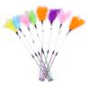 5pcs Funny Kitten Cat Teaser Interactive Toy Rod with Bell and Feather Toys For Pet Cats Stick Wire Chaser Wand Toy Random Color