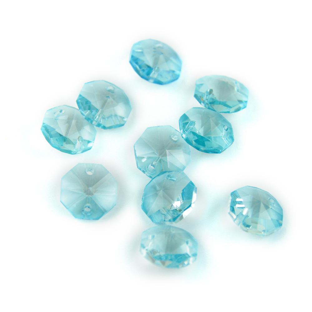 100Pcs 14Mm Crystal Chandelier Parts Glass Octagon Beads In 1 Hole/2 Holes Diy Strand Accessories Sucatchers For Home Decoration