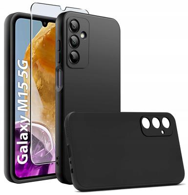 Case for Samsung Galaxy M15 5G SILICONE MATTE BLACK MATT + GLASS