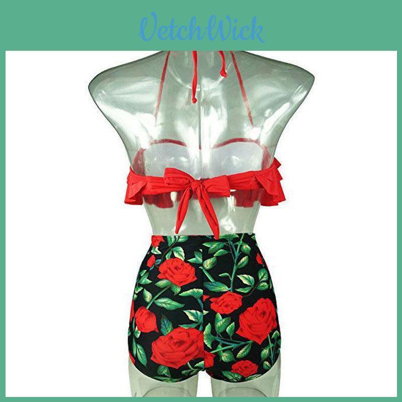 Women Floral High Waisted Bikini Set Stylish Swimwear Padded Plus Size Bathing Suit