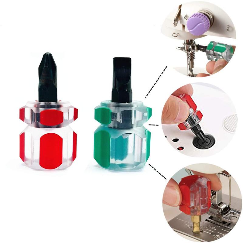 2Pcs Sewing Machine Screwdriver Kit Mini Short Screwdriver Portable Radish Head Repair Sewing Tools