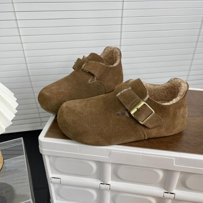 Издание осень и зима толстоподошвенные плюшевые туфли женская обувь носить тепло полушлепки хлопковые туфли