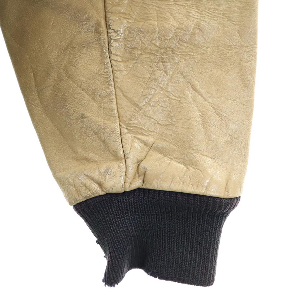 Vintage Куртка-бомбер 70-х годов с кожаными вставками и гербом, размер 44, темно-синяя, мужская, б/у