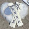 Japanese Lolita bow cute hairball knitted socks cover women's winter leg warmers stacking socks white jk socks