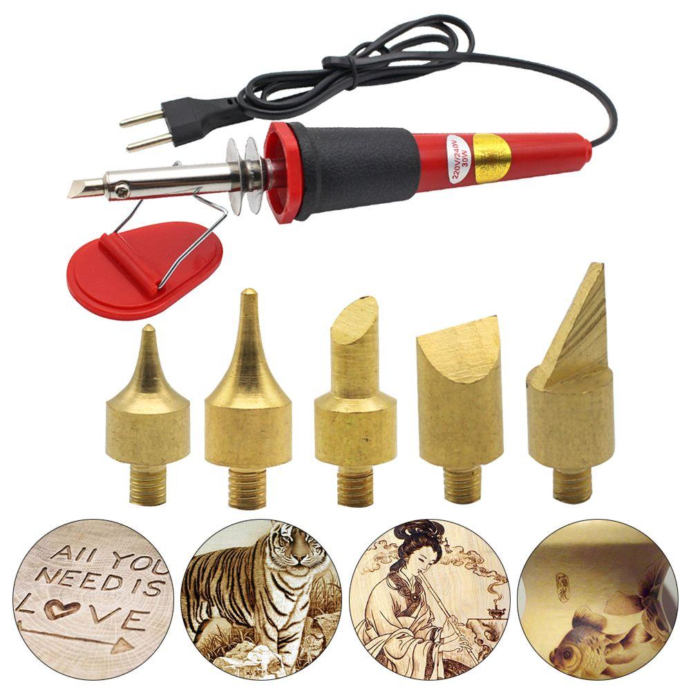 Internal Heat Welding Tips Wood Burning Pen Kit Stencil Pyrography Marking Soldering Iron Head Set
