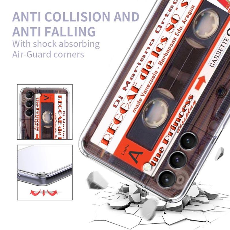 Retro Music Cassette Tape Vintage Style Transparent Case for Samsung Galaxy S22 S21 S20 FE S 22 Ultra S10 S9 Plus 5G Cover Coque