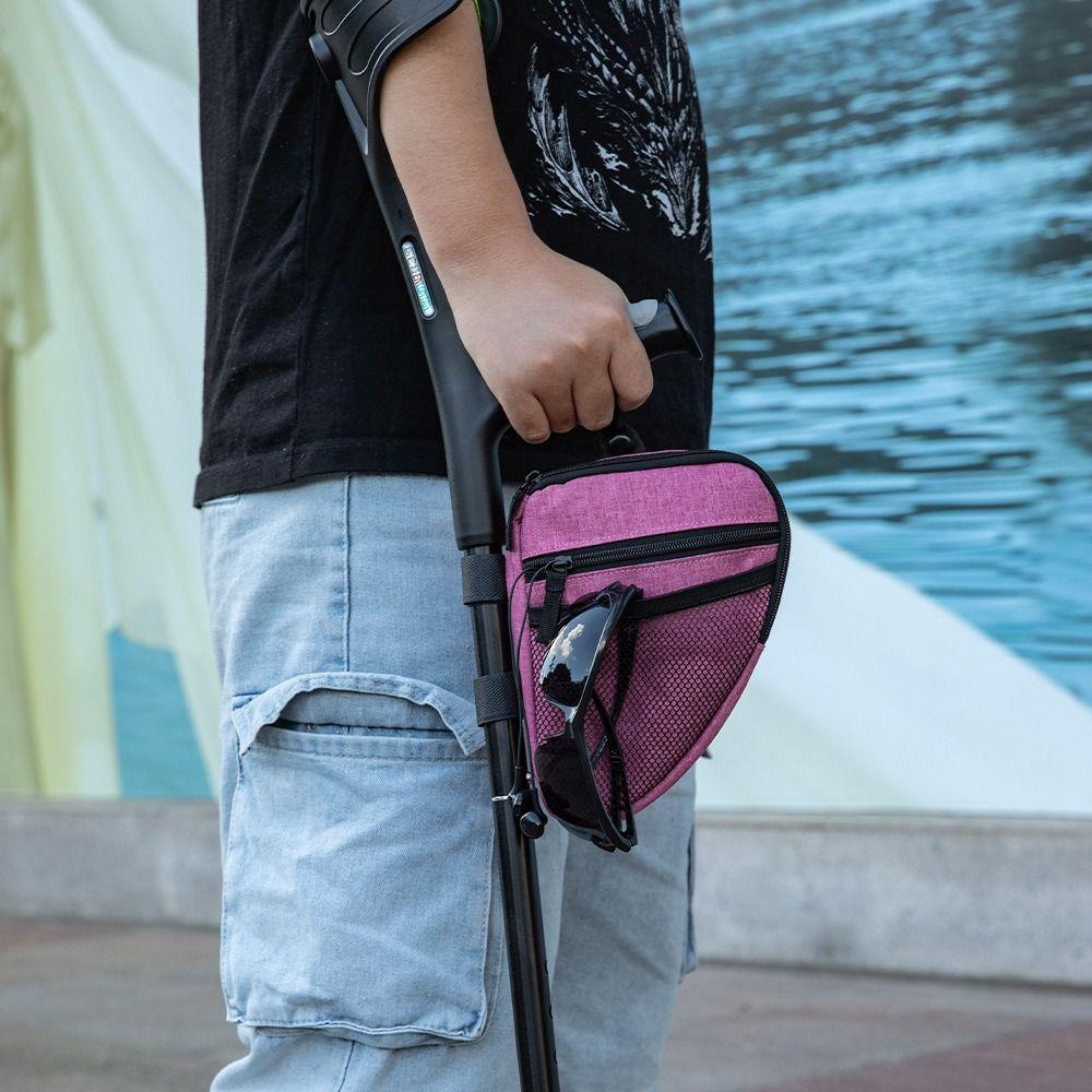 Waterproof Portable Crutch Pouch Hang-On Design Zipper Closure Forearm Crutch Bag Easy Installation Front Mesh Pocket