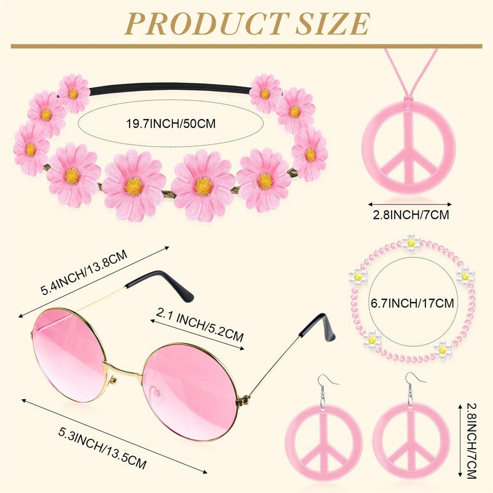 Boho Peace Sign Hippie Costume Accessories Set Necklace Earrings  for Groovy Party Girls