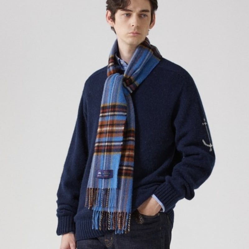 ABRAHAM MOON Шарф из мериносовой шерсти 25 см - Oatley Sky