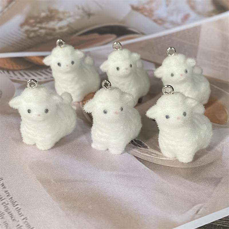 5 милых плюшевых ягнят, смоляные украшения, 3D подвеска-животное, подходит для изготовления бижутерии своими руками, брелоков, аксессуаров для сережек, не требуется