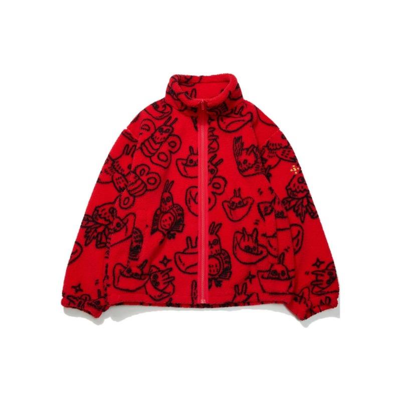 Li-Ning Бархатная спортивная куртка с мультяшным рисунком Daily Progress, спортивная куртка унисекс, красная AFDT007-2