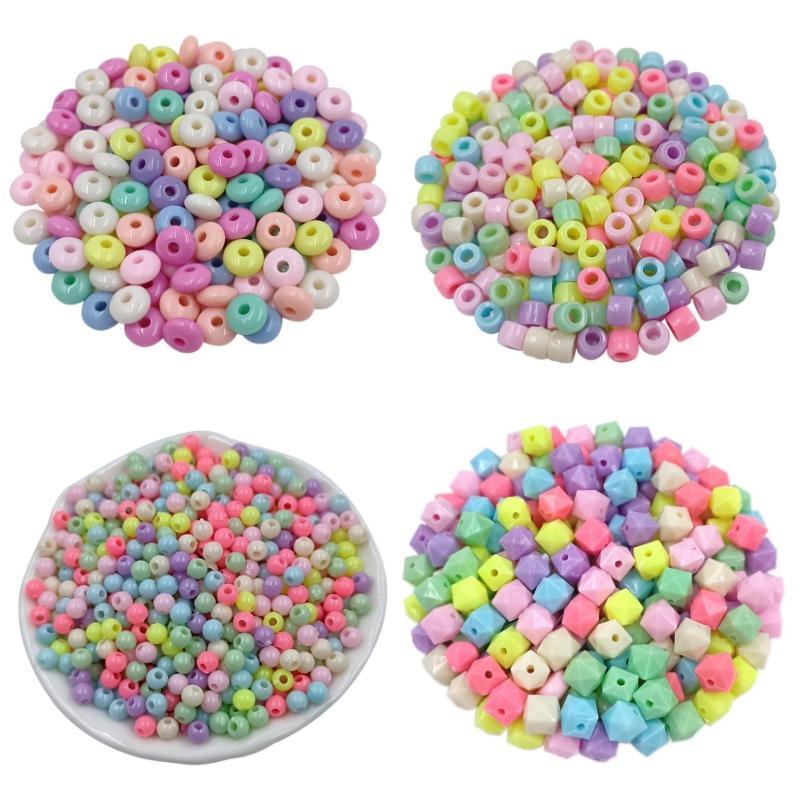 Высококачественные разноцветные креативные бусины 50-200 шт., аксессуары для самостоятельного изготовления ювелирных браслетов, модная геометрия в стиле конфетного цвета