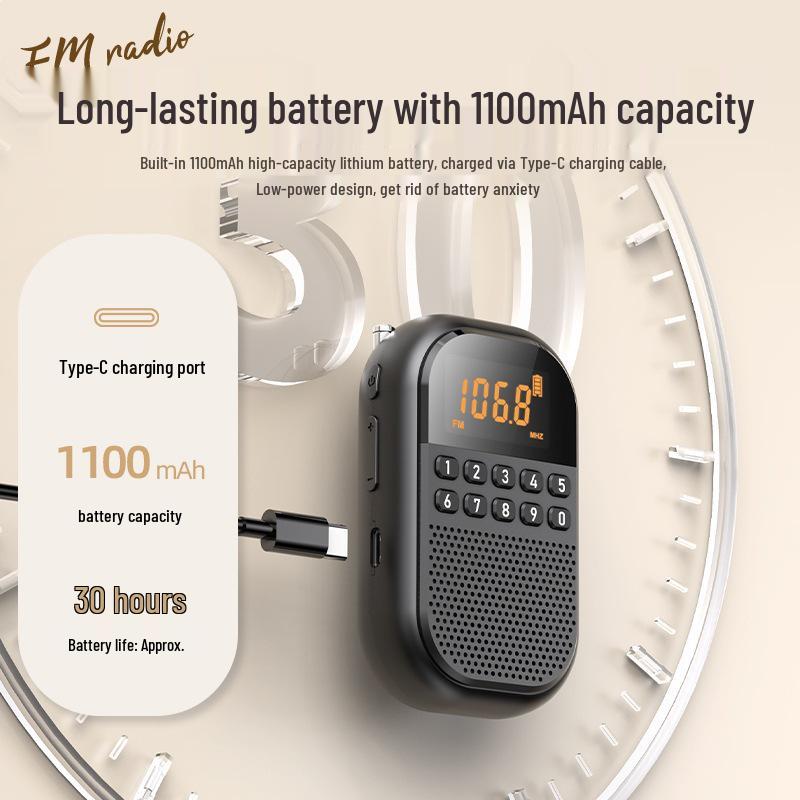 Мини Bluetooth FM/AM Радио с Перезаряжаемой Батареей и Слотом для Карты