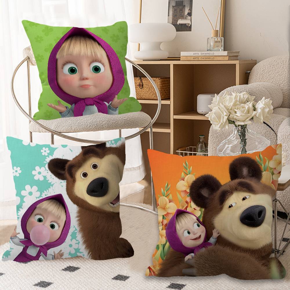 MMasha And BBears Personalized picture text home decorative pillows Household Gifts 45x45cm