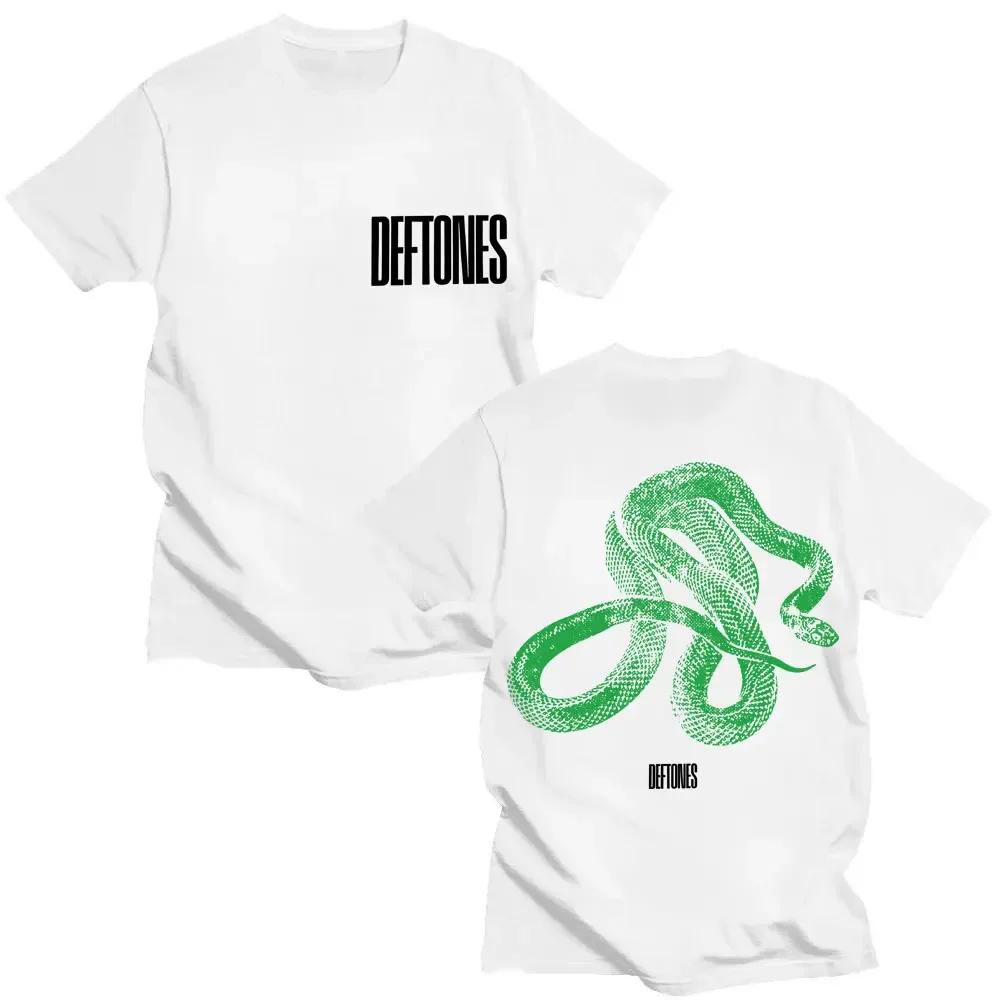 Rock Band Deftones Green Snake Print Tshirt Private Music Album Retro Fashion Trend Summer Print 100 Pure Cotton Tshirt