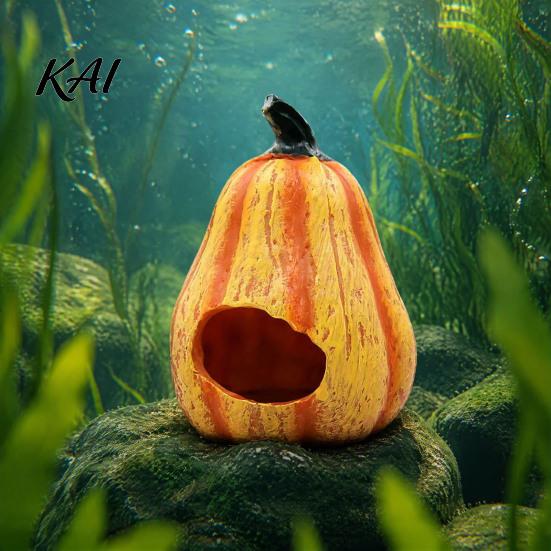 Terrarium Pumpkin Decor Aquarium Hideout, Halloween Fish Tank Decoration, Resin Jack-O-Lantern Jack-o-Lantern Ornament Hide Cave for Betta Shrimp