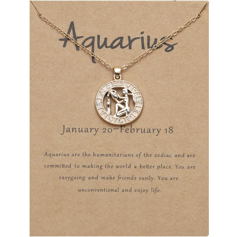 12 Zodiac Signs 3D Image Pendant Necklace Ins In Stock Zodiac Card Collarbone Chain