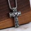 Cool Stainless Steel Irish Celtic Trinity Knot Claddagh Cross Pendant Necklace